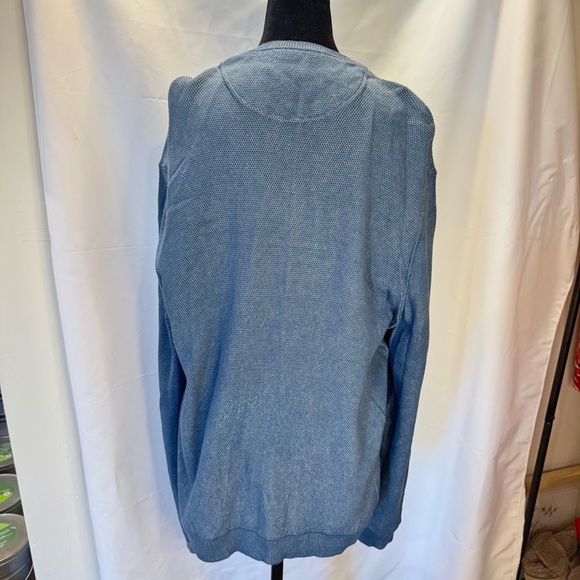 Tommy Bahama Men’s Silk/Cotton Blend V-neck Sweater, Blue Woven Pattern Sz XL - Picture 2 of 7